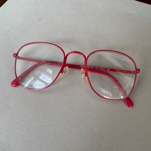 Vintage Oleg Cassini red wire frame glasses